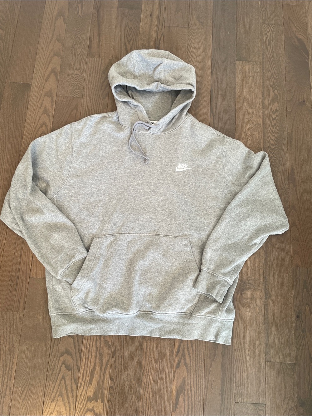 Nike Light Grey Pullover Hoodie with White Swoosh